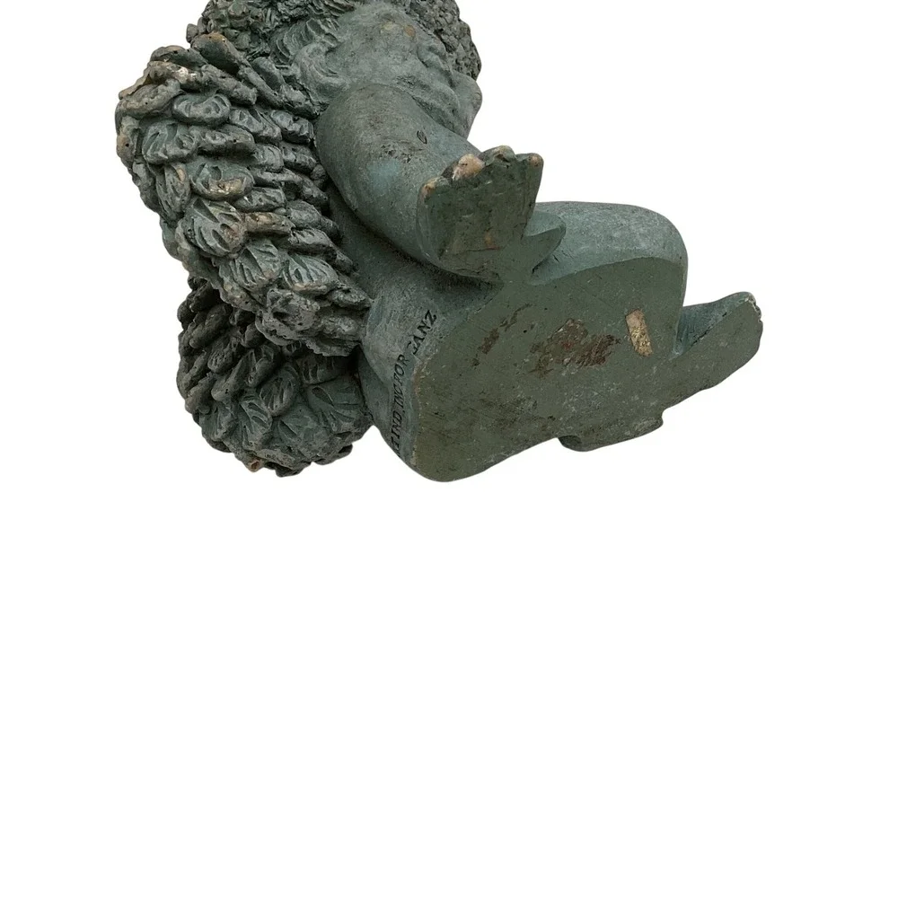 Cherub Angel Figurine‎ Flower Crown Vintage Garden Decor